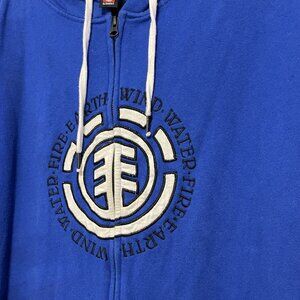 Element Skateboards Blue Full Zip Hoodie Fire Earth Wind Water Logo Mens XL